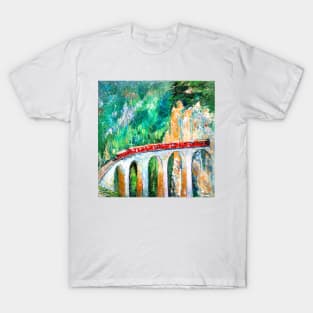 Travel on the Red Train in Switzerland T-Shirt